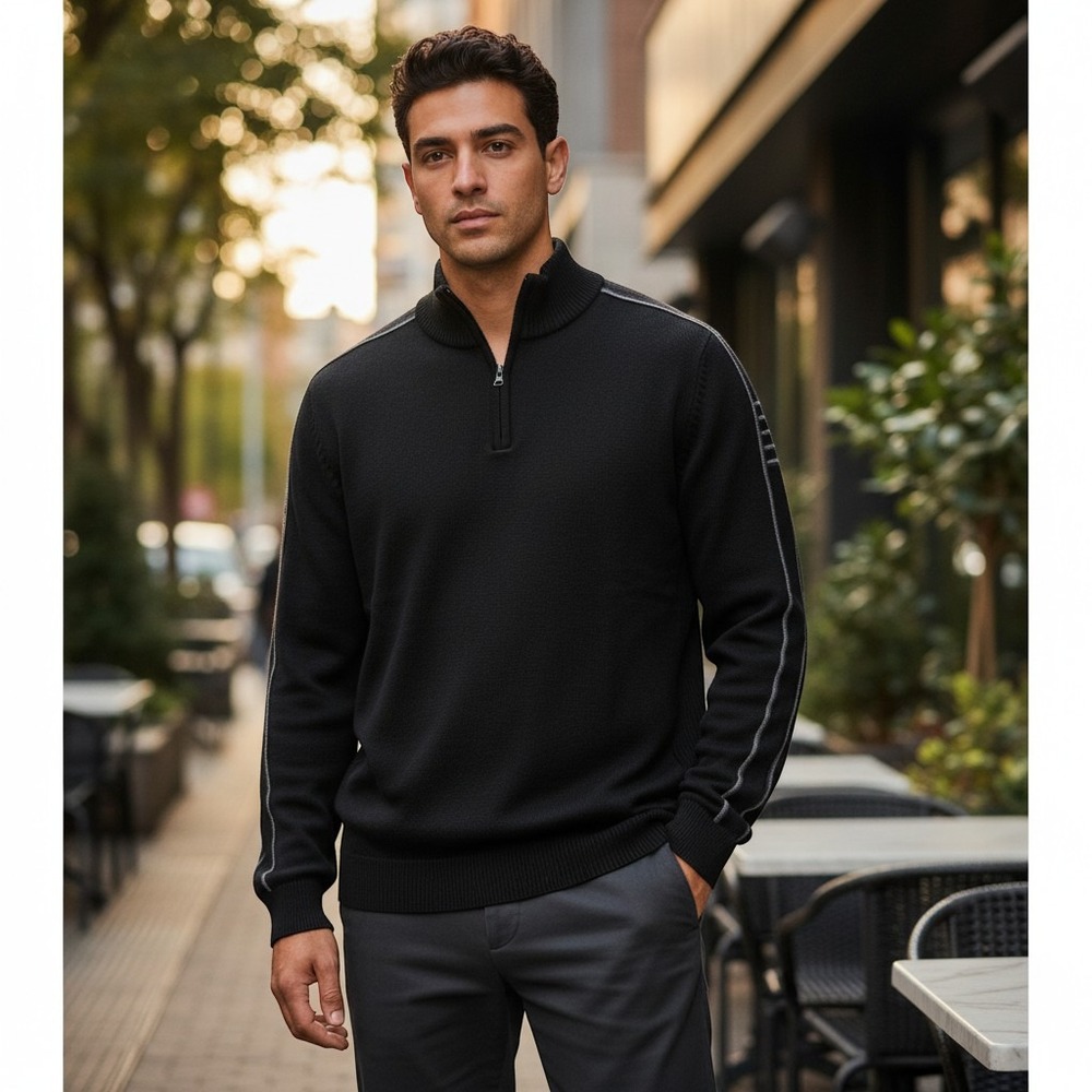 Eddie Bauer Vintage Sport Shop Long Sleeve 1/4 Zip Black Size XL
